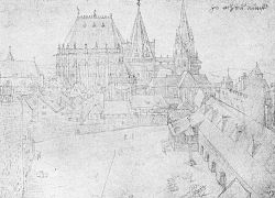 Aachenska stolnica 1520, upodobil jo je Albrecht Dürer