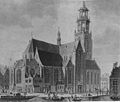 De Laurenskerk tussen 1621 en 1645, zoals omstreeks 1760 getekend door Leendert Brasser