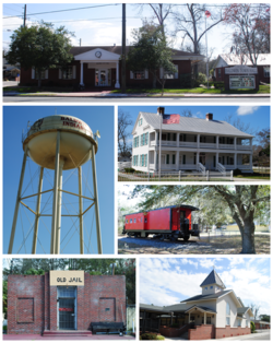 Top, left to right: Baldwin City Hall, Water tower, William Coleman House, Larry M. Carroll Memorial Park, Old Jail, First Baptist Church