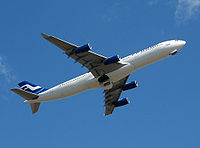 Airbus A340 de Finnair décollant de HEL