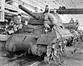 The M-10 tank destroyer, shown in mass production at General Motors tank arsenal.