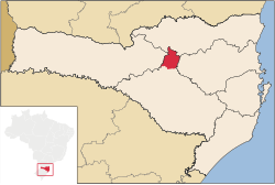 Localização de Santa Cecília em Santa Catarina