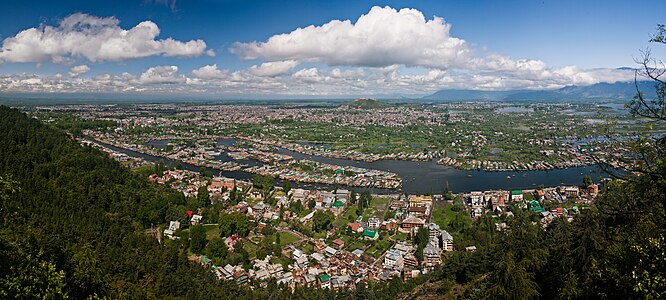 View of Dal Lake and the city of Srinagar from Shankaracharya Hill.