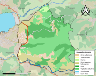 Carte en couleurs présentant l'occupation des sols.