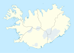 Mapa konturowa Islandii, na dole znajduje się punkt z opisem „miejsce zdarzenia”