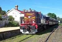 Diesel museum locomotive with excursion train, 2002