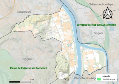 Carte de la ZNIEFF de type 1 sur la commune.