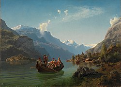 Bridal journey in Hardanger by Adolph Tidemann (1848).