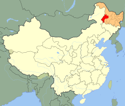 Qiqihar (red) in Heilongjiang (orange)