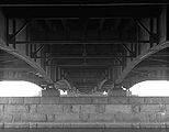 Underside of the bridge in 1985. Image shows how the bridge was originally built, and later modified, but before the superstructure was replaced.