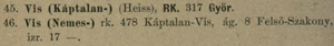 Felekezet, lélekszám, egyházi beosztás; rk. = római katolikus, ág. = ágostai (evangélikus), izr. = izraelita (in: Dvorzsák János: Magyarország helységnévtára. Bp, 1893. 542. old.)