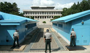 Grenze in Panmunjeom von Südkorea her