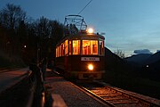 Anlässlich einer Probefahrt erreichte der Triebwagen CMg 1607 (Baujahr 1912) der ehemaligen Pressburger Bahn am 9. November 2014 die zukünftige Endstation beim Promenadenweg.