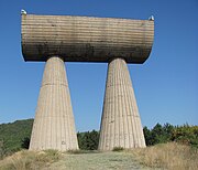 Miners' monument (1973) designed by Bogdan Bogdanović in Kosovska Mitrovica