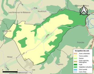 Carte en couleurs présentant l'occupation des sols.