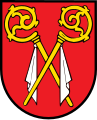 Gekreuzte Bischofsstäbe und Pannisellus: Wappen von Alsheim