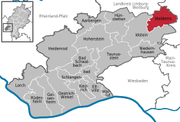 Läget för Waldems i Rheingau-Taunus-Kreis