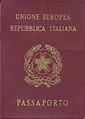 Copertina di un passaporto della Repubblica Italiana (UE) come rilasciato tra il 1998 e il 2006