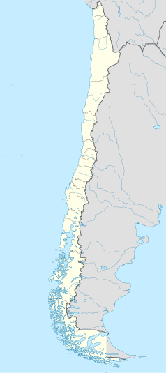 Mapa konturowa Chile, na dole znajduje się punkt z opisem „Chile Chico”