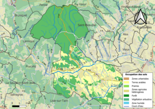 Carte en couleurs présentant l'occupation des sols.