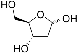 Estructura química de la desoxirribosa.