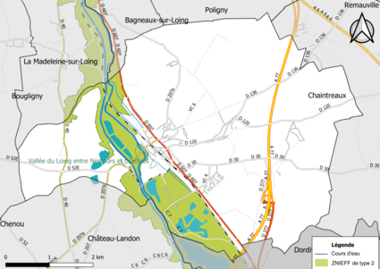 Carte des ZNIEFF de type 2 de la commune.