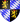 Coat of arms, two fields featuring blue and white rhombuses, the other two a yellow lion on black background