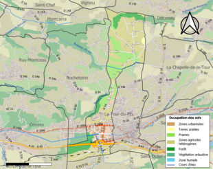 Carte en couleurs présentant l'occupation des sols.