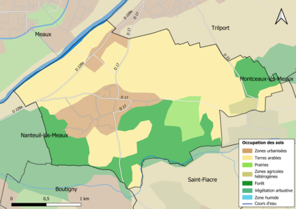 Carte des infrastructures et de l'occupation des sols en 2018 (CLC) de la commune.