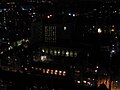 Trumbull College from above at night