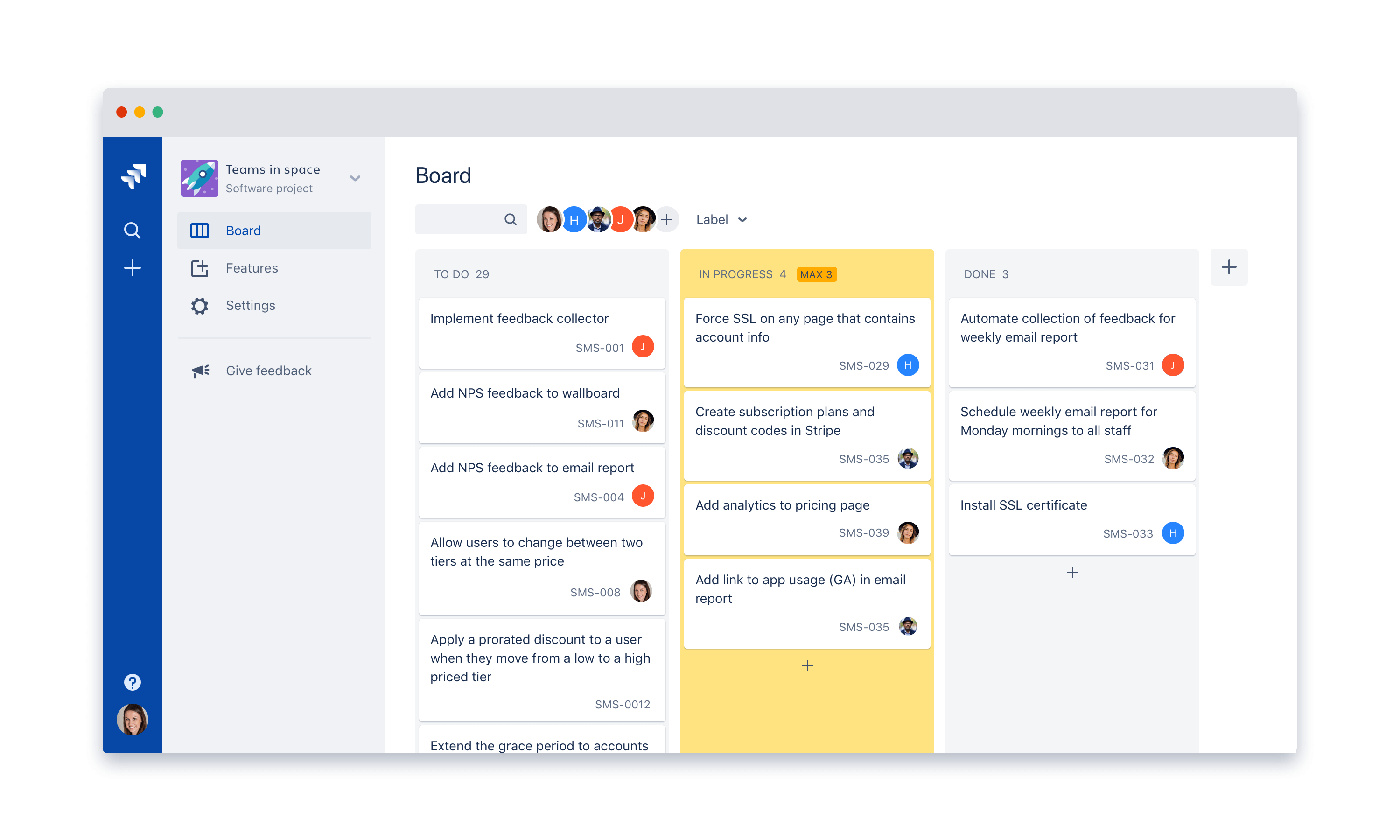 Exemple de modèle Kanban Jira