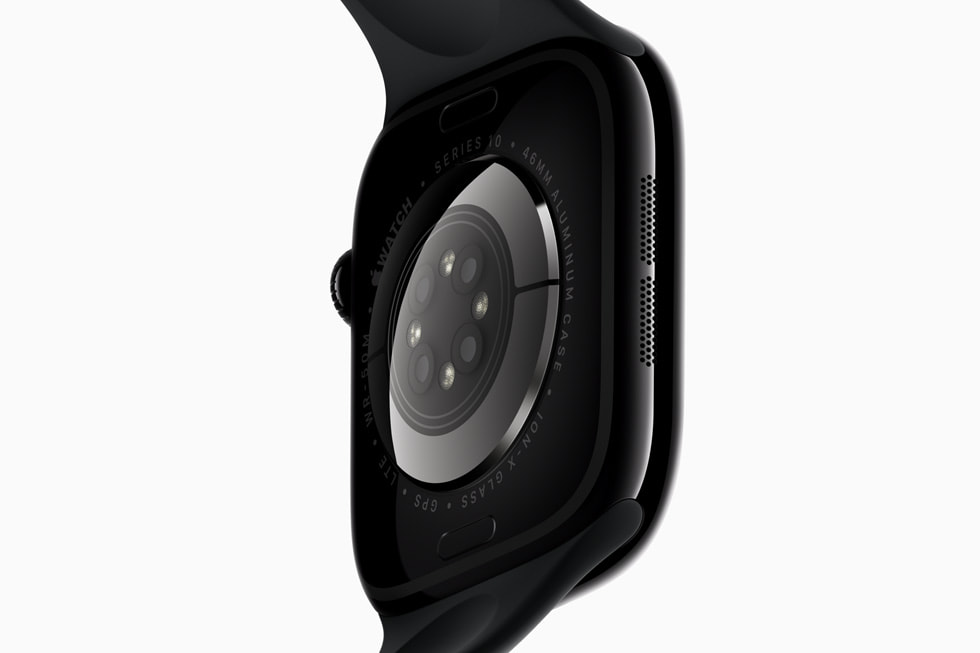 Primer plano de la parte trasera de un Apple Watch Series 10.