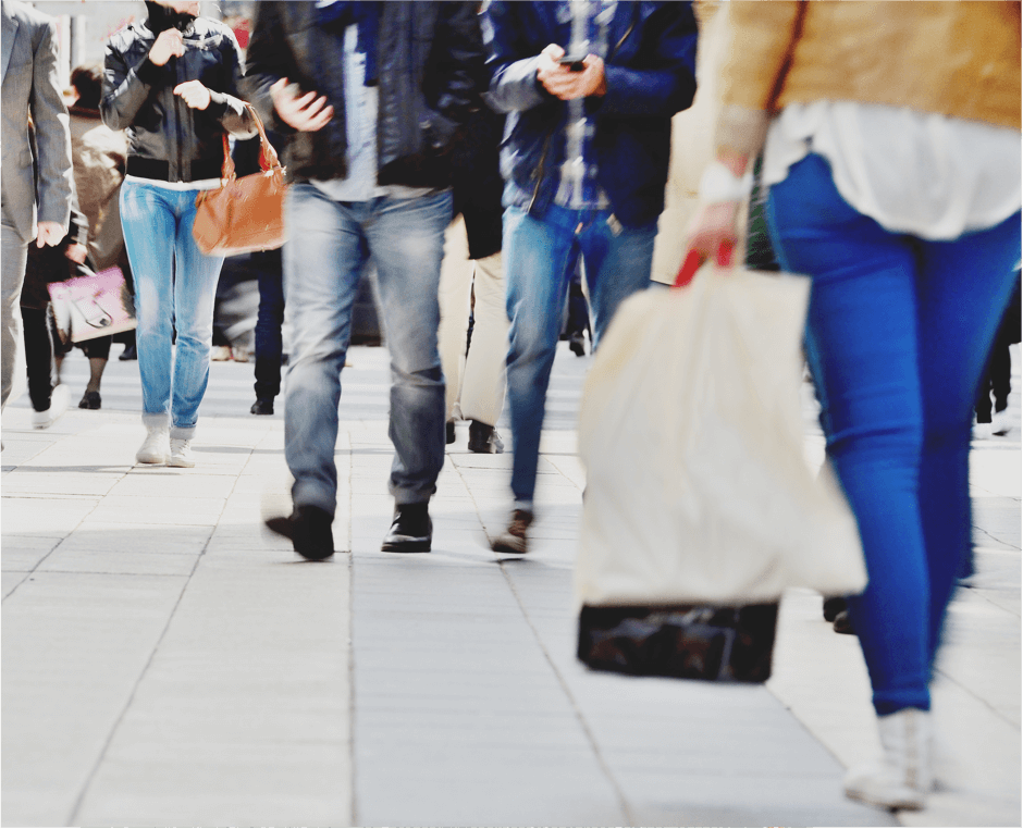 people walking in busy sidewalk